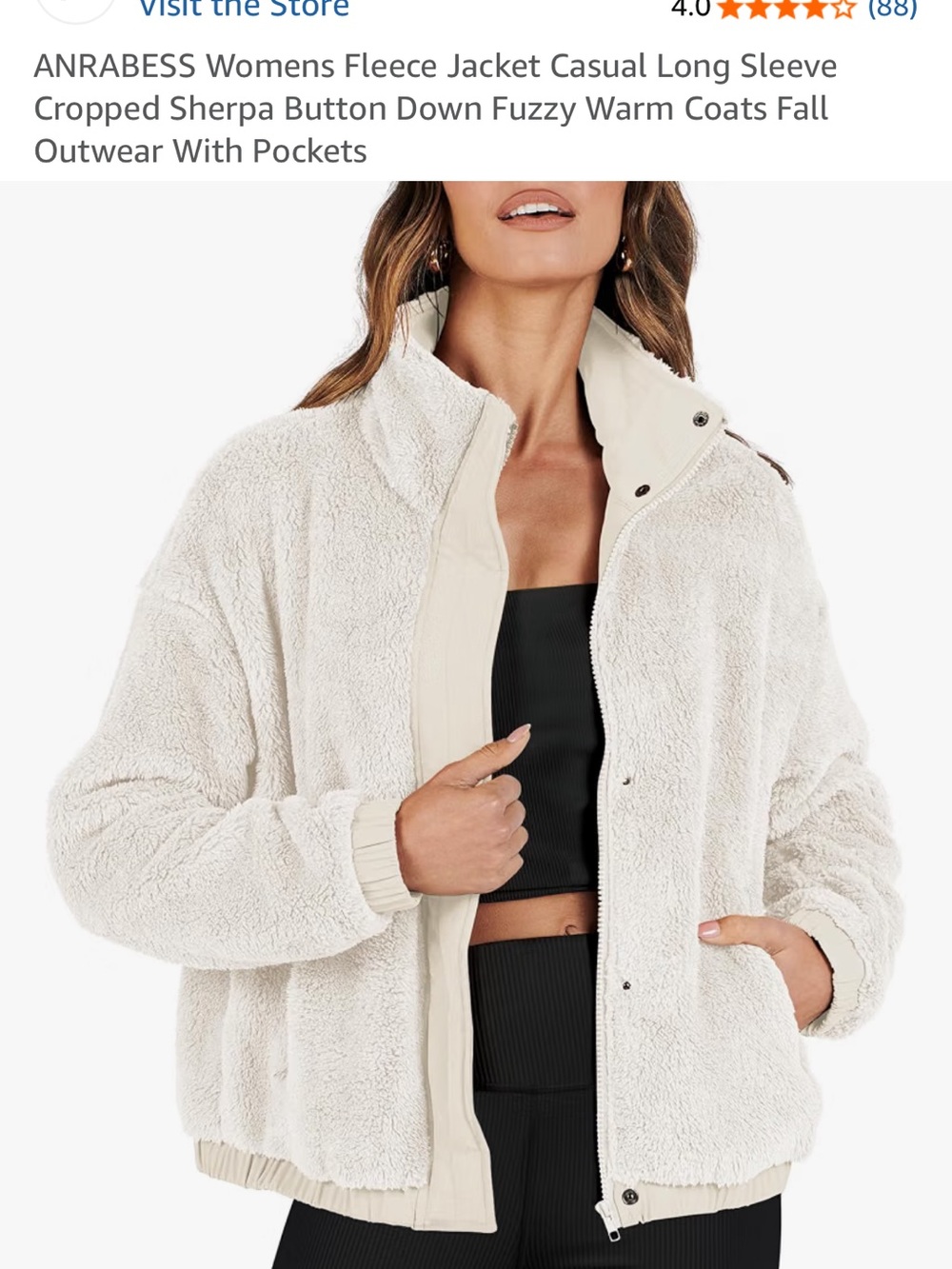 Women's Cream Sherpa Fleece Jacket